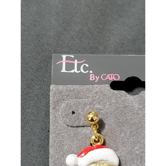 Vtg Gold Tone Santa Claus Earrings CHRISTmas - Picture 3 of 5